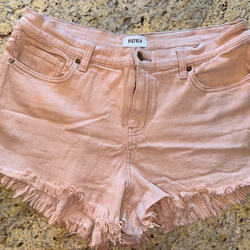 Pistola Pink Jean Shorts Frayed Hem